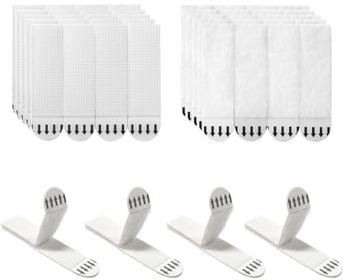 ZKSXOA 24 pares (48 tiras) tiras para colgar cuadros, tiras adhesivas resistentes de 92 x 19 mm, cintas de montaje de gancho grande y estrecho, cinta de sujeción de pared sin daños para colgar en el