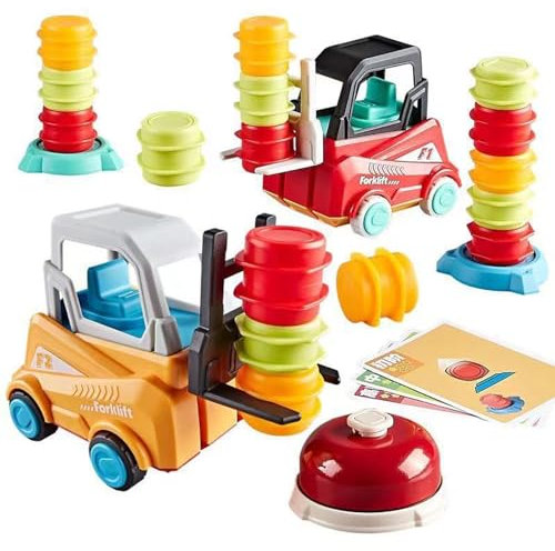 Engineer Forklift Transport Game, Giocattolo Carrello elevatore a forche, Giocattolo auto da costruzione con Bell, Giochi da tavolo interattivi, Montessori Giocattoli impilabili educativo per bambini