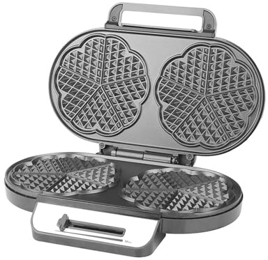 Double Heart Waffle Maker, Makes 10 Mini Hearts or 2 Large Waffles, 1200W Premium Performance, Double, Non-Stick Cooking Plates with Rapid Even Heating