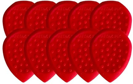 AttakPik Acoustik Attak STEALTH III - Púa de guitarra estructurada, pequeña púa biselada, tono único, agarre antideslizante (paquete de 10, carmesí)