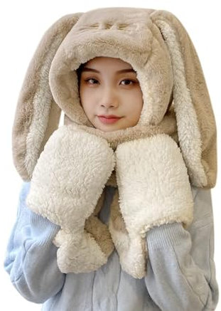 3-In 1 Winter Damen Mütze Schal Damen Kapuzenschal Mütze Handschuhe Schal Set Warme Mütze Set Mütze Schal Damen Mütze Und Schal Set Damen Mütze Mit Schal Damen Winter