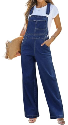 Vetinee Jean Overalls Woman Denim Jumpsuit Ladies Jumpsuits Casual Wide Leg Denim Overalls for Women Jean Overalls for Women Womens Overall Jumpsuit Sargasso Sea X-Large Fits Size 16 / Size 18