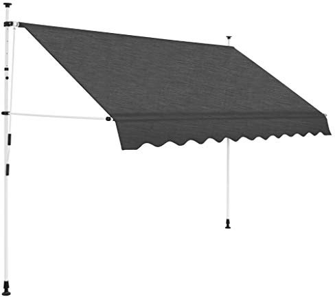 Gecheer Handbetrieben Markise Einziehbar 250cm Balkonmarkise Klemmmarkise Sonnenschutz Terrassenüberdachung für Fenster Terrasse Balkon Garten,hohenverstellbar Flexible Montagehöhe:200-300 cm