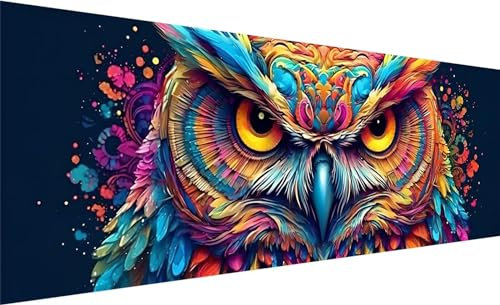 Diamond Painting XXL 180x60 cm, 5D DIY Eule Diamond Painting Eckige Steine Strass Cross Stickerei Kunst Kits, Diamond Painting Zubehör Set Basteln Erwachsene, Geschenk für Diamond Painting Farbe K-1