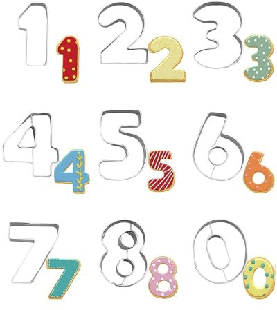 AORHOFJ Emporte Pièce Chiffres Ensemble,Emporte Pièces 0-9 Chiffres,Emporte pièce numéro,Emporte-pièces nombres,Ensemble D'emporte,pour Les Biscuits,la pâtisserie,la décoration de gâteaux,Le Fondant