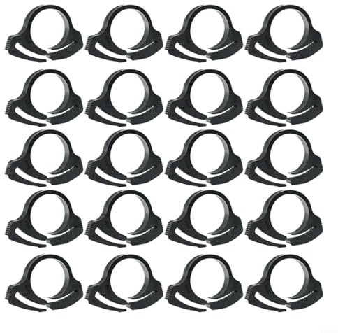Schlauchschellen, strapazierfähig, schwarz, doppelt greifende Nylon-Schlauchschellen, mit Kunststoff-Schnappratschellen für Bewässerung im Garten (φ16 mm)