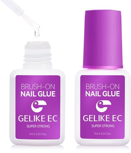 Gelike ec Nagelkleber Extra Stark für Press on Nails: Schnelle Trocknen Nagelkleber für Zuhause Salon Kein UV-Licht Erforderlich 14ml