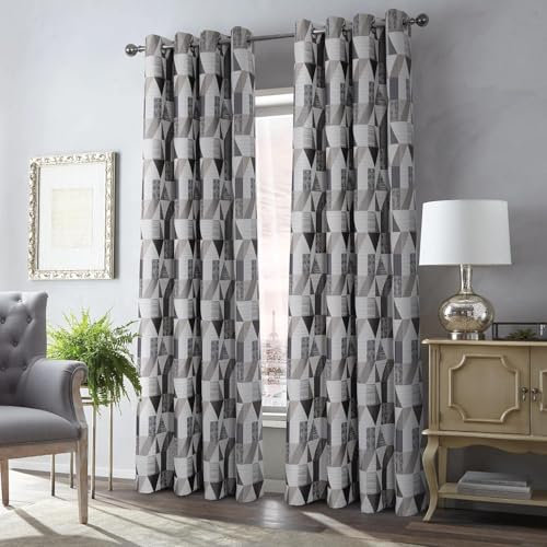 YZQGLHP Gardinen Grau Vorhänge H145 x B135 cm Mode Verdunklungsvorhänge 2er Set Schiebe Schallschutz Polyester Vorhang mit Ösen für Schlafzimmer Wohnzimmer