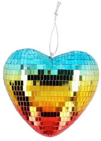 Boland - Palla da discoteca a cuore lucida, 19 cm, decorazione per festa a tema disco fever, decorazione da appendere per matrimonio o Capodanno