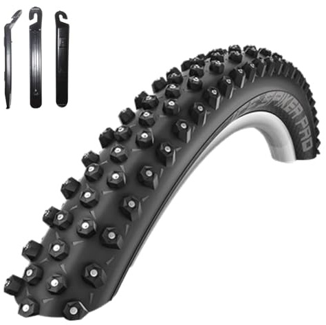 1 x Schwalbe Ice Spiker Pro RaceGuard Winterreifen Fahrradmantel 57-584 (27 x 2,25) inkl. maxxi4you Reifenheber