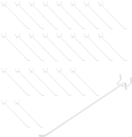 sourcing map Lot de 50 crochets robustes pour panneau perforé de 25,4 cm pour panneau perforé de 6,35 mm, organiseur pour garage, bureau et cuisine, blanc