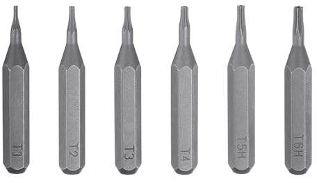 sourcing map Set di 6 punte per cacciavite Torx T1-T6H, codolo esagonale da 5/32 pollici, lunghezza 28 mm, punta magnetica a stella a 6 punti, punte esagonali in acciaio S2, per cacciaviti elettrici