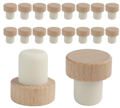 16 Pezzi Tappi di Sughero a Forma di T, Tappi di Sughero in Legno per Bottiglie di Vino, tappi in legno a forma di t per bottiglie di vino e birra, Tappo per Bottiglie in Legno
