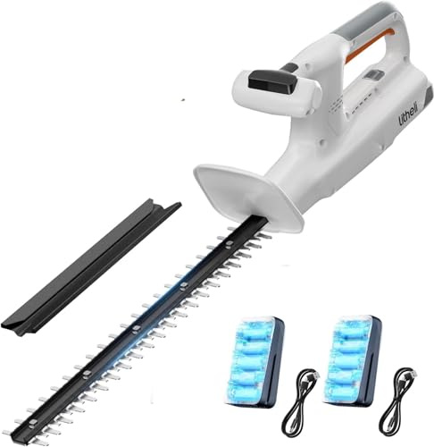 Litheli Heckenschere Akku mit Zwei Akkus,40CM Schnittlänge heckenschere mit 2x10000mAh Akku für leichte Trimmarbeiten, leicht Gewicht,Cordless Hedge Trimmer