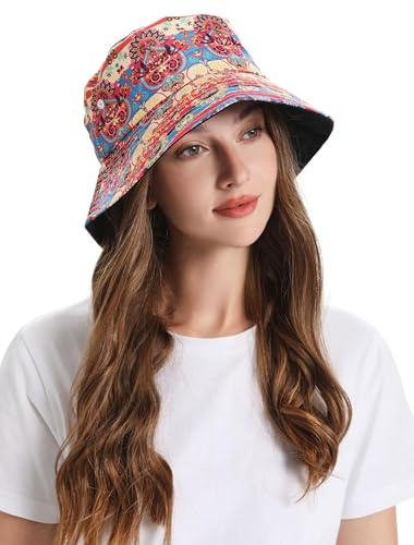 ZLYC Damen Fischerhut Frauen Sommer Fischerhüte Obst Hut Sonnenhut Anglerhut