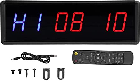 Fitnessstudio -Timer, LED -Intervall -Timer Große LED -Anzeige Wanduhr Count Down/UP -Uhr Stoppuhr mit Remote Digital Timer Trainingszeitgeber Fernbedienung Countdown Uhr für Fitness