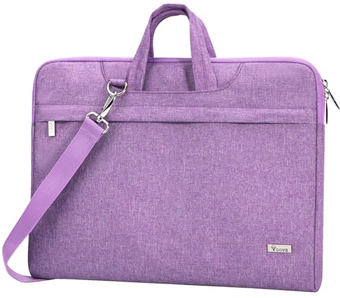 Voova Laptop Bag Case 15.6 Inch Compatible with MacBook Pro 15/16, MacBook Air 15 M2/M3/M4, 15-16” HP Acer Lenovo Dell Asus, Waterproof Computer Sleeve Cover with Shoulder Straps & Handle，Lavender