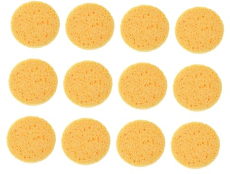 OSOLADY Natural Cellulose Face Cleaning Sponges 12pcs, Soft Facial Puff Pads for Gentle Exfoliating and Makeup Removal, Suitable for Daily Face Cleansing and Spa Use