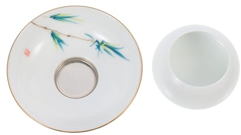Filtre à Thé en Céramique avec Base, Passoire à Thé Classique | Acier Inoxydable, Style Antique, Filtre les Résidus, Usage Maison et Bureau, pour Amis du Thé