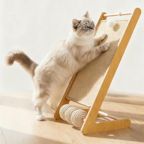 Fiula L-Shape Sisal Cat Scratching Board,Katzen Kratz,Cat Scratching Post,Kratzmöbel Katze,Sisal, Vertical Scratching Board for Cats with Ball Toy,Für Katzen Jeden Alters Geeignet