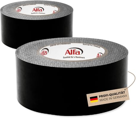 Alfa 2x UV-Black Fassadenband 60 mm x 25 m – UV-beständig (50 m) – schwarz | Profi-Qualität - Hohe UV- und Witterungsbeständigkeit - Aggressive Klebkraft - Nimmt leichte Bauteilbewegungen auf