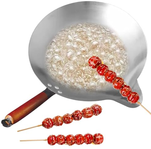 Olla para derretir dulces con pico en V Wok de hierro fundido mango resistente al calor sartén para inmersión de azúcar Tanghulu de acero inoxidable fundidor de dulces