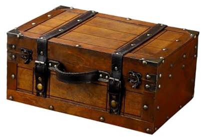 kesurpae Valigia in Legno Multiuso, Baule Decorativo Vintage, Contenitore in Legno Vecchio Stile con Coperchio incernierato per Matrimoni, portagioie per Biglietti da Visita, ricevute, Foto
