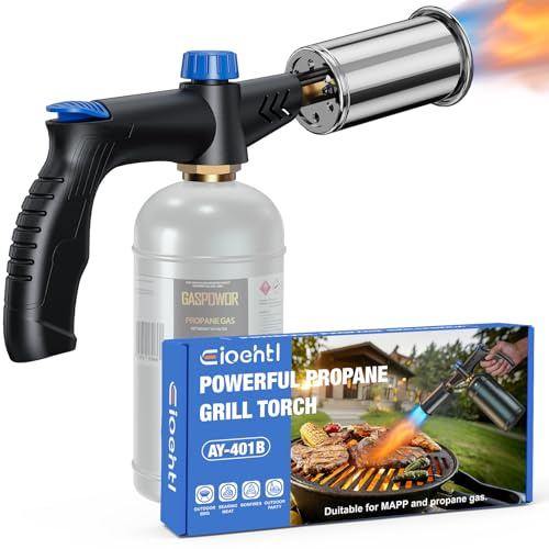 Puissant pistolet à propane avec poignée ergonomique, allumage à une touche, flamme réglable, lanceur de flammes avec design de sécurité monobloc, idéal pour le barbecue et la cuisine, sous vide