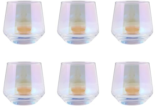 BUTLERS 4er-Set Trinkglas 350ml aus Glas -PEARL- Wassergläser mit Perlmuttglanz | Gläser mit zartem Regenbogeneffekt | Minimalistischer Glamour für festliche Anlässe