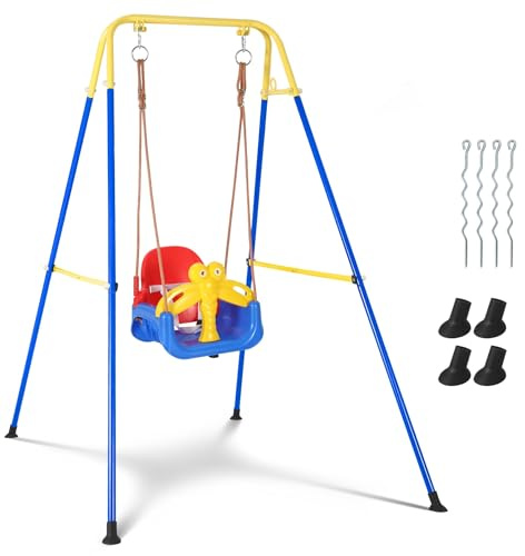 RBFGYIOP Altalena 3 in 1 bambini e neonati - Struttura pieghevole in metallo, 4 ancoraggi - Per interno ed esterno - Modello Basic, Germania