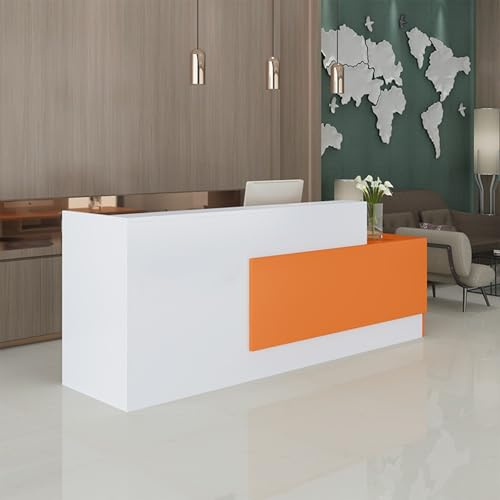 Modernt låsbart receptionsskrivbord med justerbar förvaring 117-118 tums räknare för kontor och salong vit reception 300 x 60 cm - Snygg och funktionell