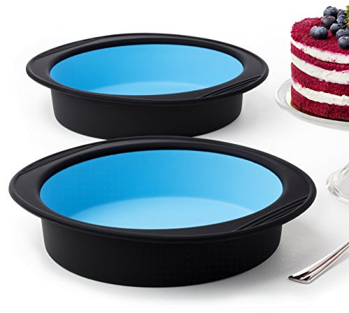 Maxi Nature Kitchenware Set of Two Round Thick Silicone Cake Moulds - Blue & Black