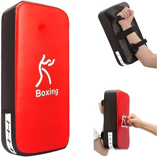 LuiceABC One Karate Taekwondo Boxning, sparkpunch, justerbar, mjukt skydd, hållbar träningsdyna för boxning, träning och skydd av din handflata, handled och minska stöten (röd)