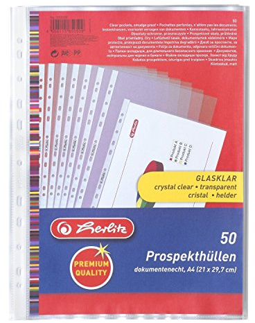 Herlitz 5850508 Prospekthülle Premium, A4 glasklar (glasklar, 800er Pack)