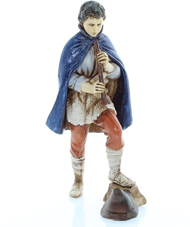 Moranduzzo Flötenspieler für Krippe 11 cm Maßstab 1:16 - Unzerstörbare Krippenfiguren - Stil 700', Handbemalt, Offizielles Produkt, Hergestellt in Italien, Bildhauer M. Landi