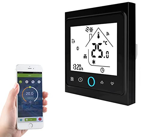 Qiumi Smart WiFi Electric Underfloor Heating Thermostat 16A 95-240V | Programmable floor heating controller compatible Alexa & Google Home 95-240V AC