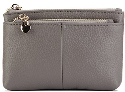 Damen Hochwertiges Kunstleder Schlüsselmäppchen Münztüte Kreditkartenetui Geldbörse (Grau)