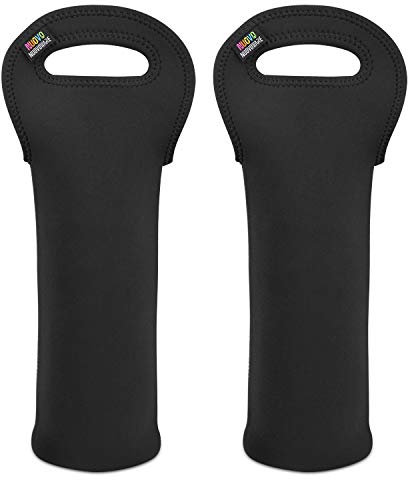 Nuovoware Wein Tasche, Tragbar Wasserdicht Weinträger Flaschenträger Weinflaschen Schutz für Zuhause Reisen Picknick 2 Stück - Schwarz