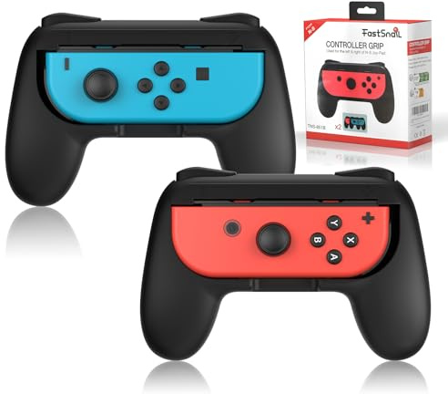 FASTSNAIL Controller Holder for Nintendo Switch JoyCon&Switch OLED Model | Wear-Resistant & Anti-Slip Grip Handle Kit, Holder Accessories for NS1 Joypad(Black)