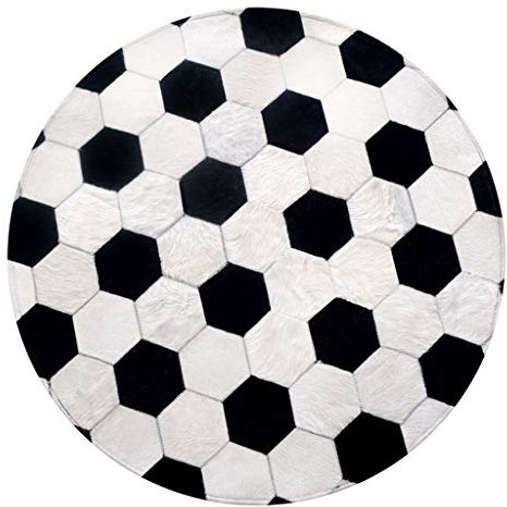 Teppich Kuhfell Patchwork, Teppiche Runder Teppich Rindsleder Hängekorb Pad Großflächiger Teppich PU Rutschfester Boden Leicht zu reinigen Anpassbare Nordic Creative Pads