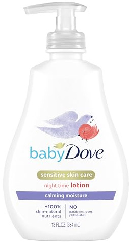 Baby Dove Sensitive Skin Care Baby Lotion For a Soothing Scented Lotion Calming Moisture Hypoallergenic and Dermatologist-Tested 13 oz