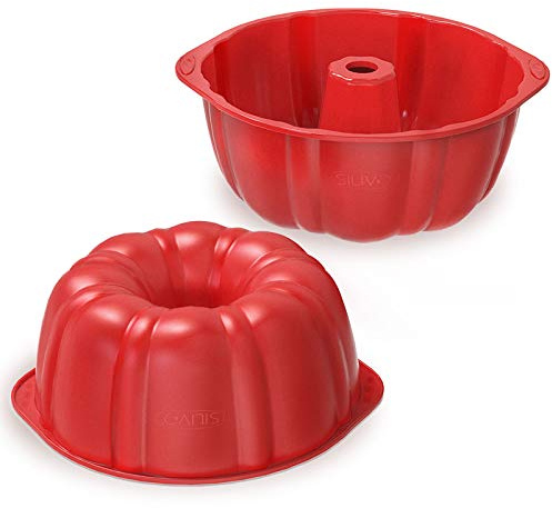 SILIVO Nonstick Fluted Cake Pans (2 Pack) - 7 inch Silicone Cake Pans for Jello, Monkey Bread and Bunte cake
