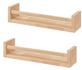 Wooden Spice Rack Nursery Book Holder Kids Shelf Kitchen Bathroom Accessory - Storage Organizer Birch Natural Wood Cookware Kitchen Storage Organisation Rack Holder Spice Racks (Pack Of 2, 60 cm)