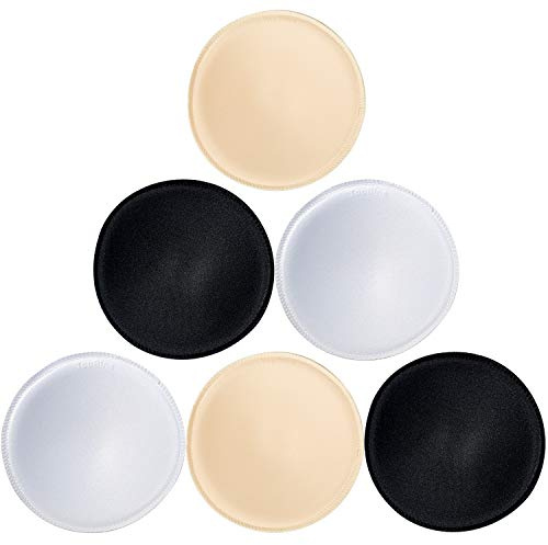 TopBine 3 pares de almohadillas de sujetador redondas, almohadillas para sujetador deportivo, desmontables, para traje de baño y bikini