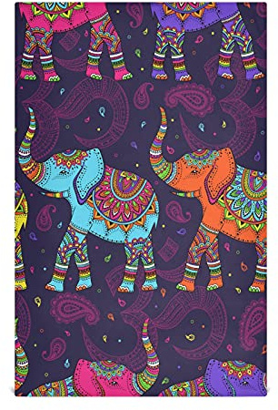 xigua Set of 4 Tea Towels-Indian Vintage Retro Elephant Neon Colors Kitchen Towel- Durable & Super Absorbent Dish Cloths - Stylish Design Dish Cloth & Towels 71.1x45.7 cm