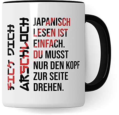 Japanisch Lesen Ist Einfach Tasse - Tasse Anime Geschenke für Männer - Kaffeebecher Spruch Otaku Geschenkidee - Baka Japan Manga schwarzer Humor lustig Kaffeetasse