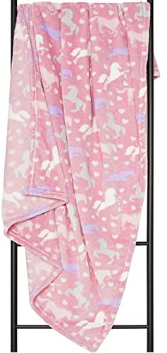 Adore Home Super Soft Horse Blanket Kids Character Pink Super Soft & Cuddly 100x150cm