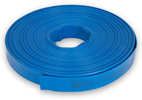 EBERTH 1 Flachschlauch Gartenschlauch für Pumpen in 40m Länge, 1 Zoll, 25mm Durchmesser, flexibel, widerstandsfähiges PVC, Industrieschlauch, Wasserschlauch zur Bewässerung, in blau
