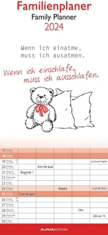 Typo Art 2024 Familienplaner - Familienkalender - Wandkalender - 19,5x45