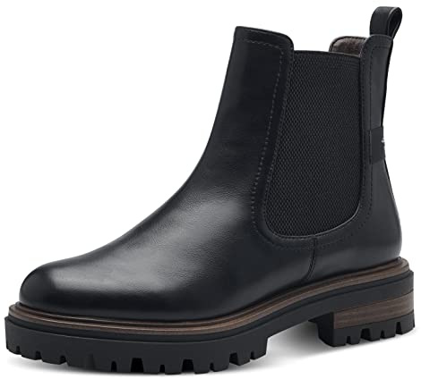 Tamaris Mujer Botines, señora Botas Chelsea,TOUCHit,Botas,Medias Botas,botín,Bota de Deslizamiento,Plano,Black Matt,36 EU